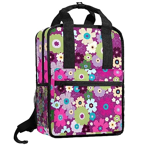 Sac à dos garçons cartable multicolore 35.5x26x12 cm à motif fleurs