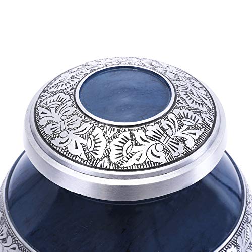 GSM Brands Cremation Urn Holds Adult Human Ashes (Extra Large Capacity up to 300 lbs) - Handcrafted Funeral Memorial with Striking Blue Design (12 Inch Height x 7.75 Inch Width) by GSM Brands - Image 2