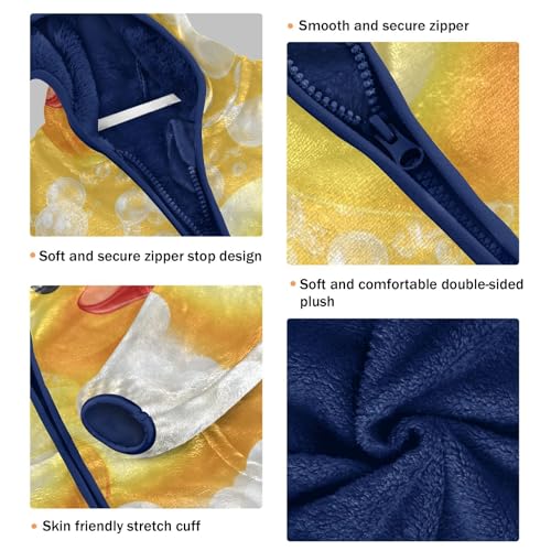 Rubber Duck Toy and Soap Bubbles Girls Fleece Jacket Girls Fall Jacket Girls Zip Up Hoodie Girls Sherpa Jacket 2-10T3