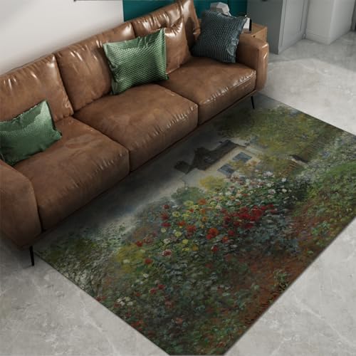 Tapis Claude Monet imprimé vintage lavable peluche douce 120x160