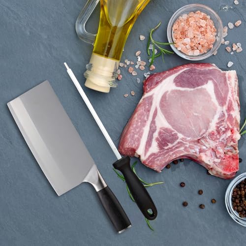 Image of Machado Forging Serbian Chef Knife Set - 12 inch Full Tang High Carbon Clad Steel Butcher Cleaver with Knife Sharpener - Perfect for Vegetables, Fish, Meat - Ideal for Kitchen, Hotel, Restaurant