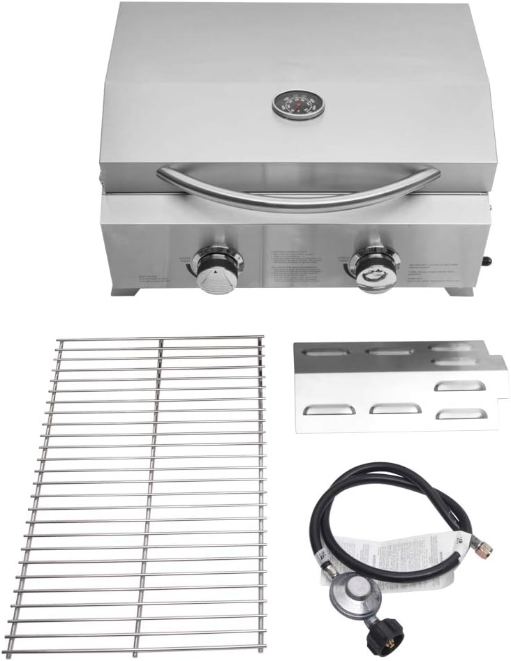 Stainless Steel 2-Burner Portable Propane Gas Grill