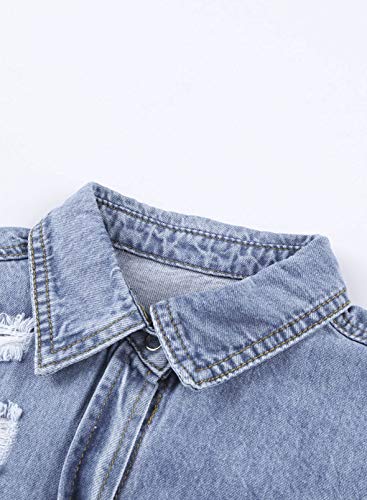 Dokotoo NIUW255114-P Jean Jackets For Women Fashion Ripped Distressed Casual Long Sleeve Denim Jacket Stretch Basic Button Down Boyfriend Jean Coat Winter Spring Autumn,Us 4-6(S),Sky Blue thumb #6