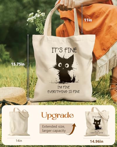 Image of Miss Adola Cute Canvas Tote Bag for Women Girls - Animal Lover Aesthetic Bags with Magnetic Buckle and Zipper Inner Pocket