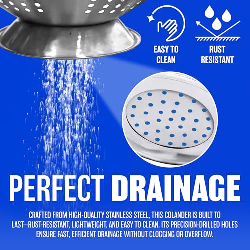 New 20CM Stainless Steel DEEP Colander Cooking Kitchen Lightweight Strainer Food - Image 4