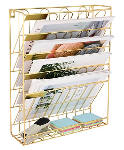EasyPAG Dokumentenhalter mit 6 Fächern, A4, Gold, Metall, Pulverbeschichtet