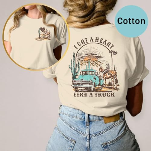 I Got A Heart Like A Truck T Shirt Women Country Music Shirts Nashville Concert Western Cowgirl Vintage Graphic Tee3