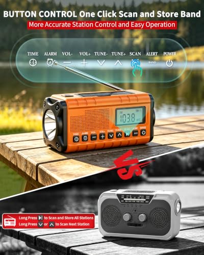 Hand Crank Emergency Radio Am Fm-10000mAh/37000mWh NOAA Weather Radio - Image 3