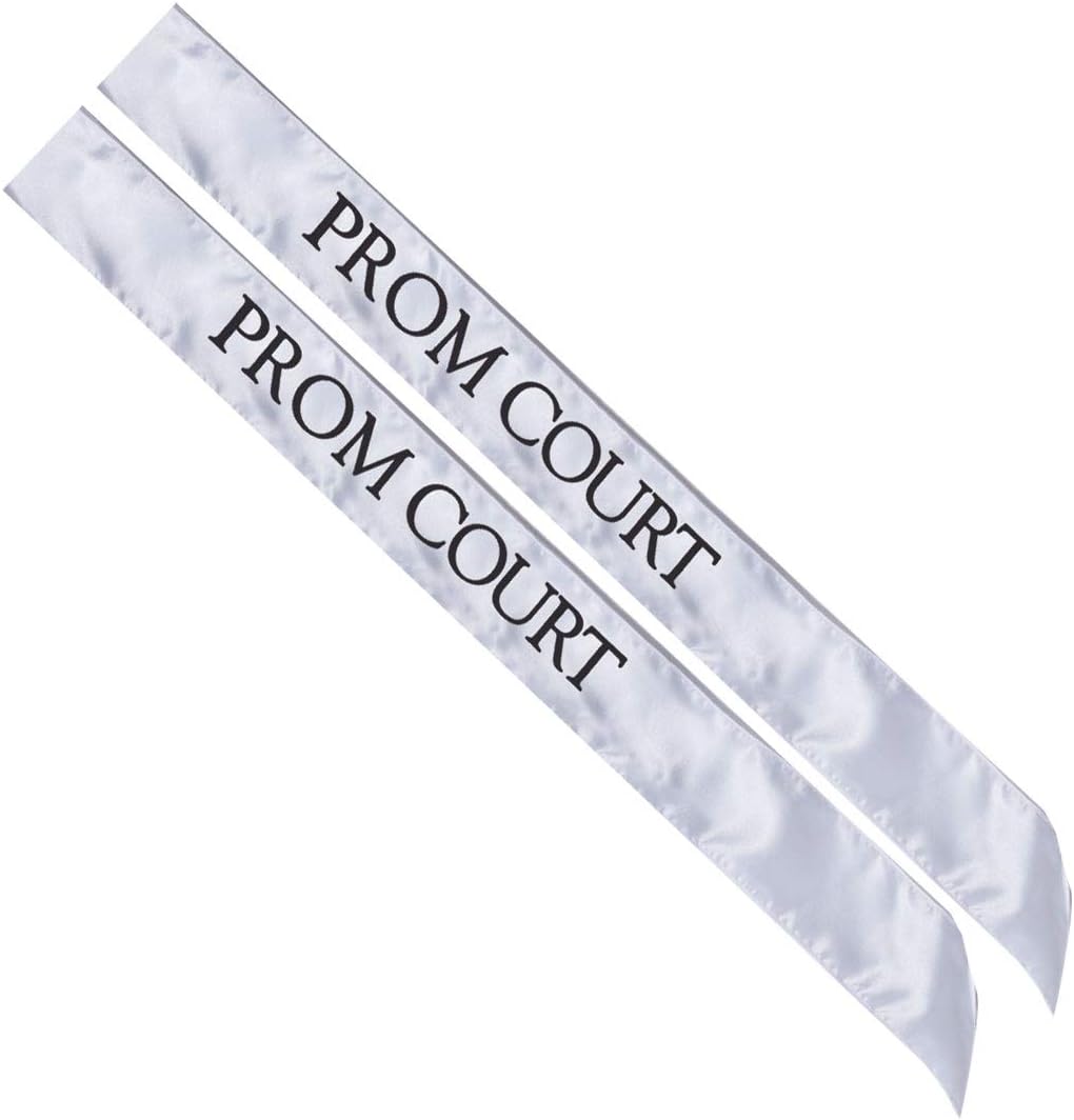 Anderson’s Red and White Prom Court Sashes and Buttons Set, 3" x 72" Satin Royalty Sashes for Prom Coronation & School Celebrations, 2‑Piece Sash Set