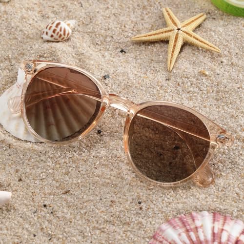 DHSHINE Polarized Small Round Classic Sunglasses for Women Vintage Style UV400 Protection(3 Pack)3