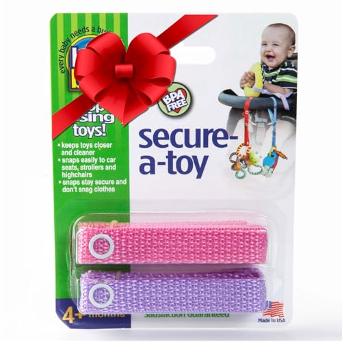 Baby Buddy Secure-A-Toy, Safety Strap Secures Toys, Teether, or Pacifiers to Strollers, Highchairs, Car Seats, Adjustable Length to Keep Toys Sanitary...