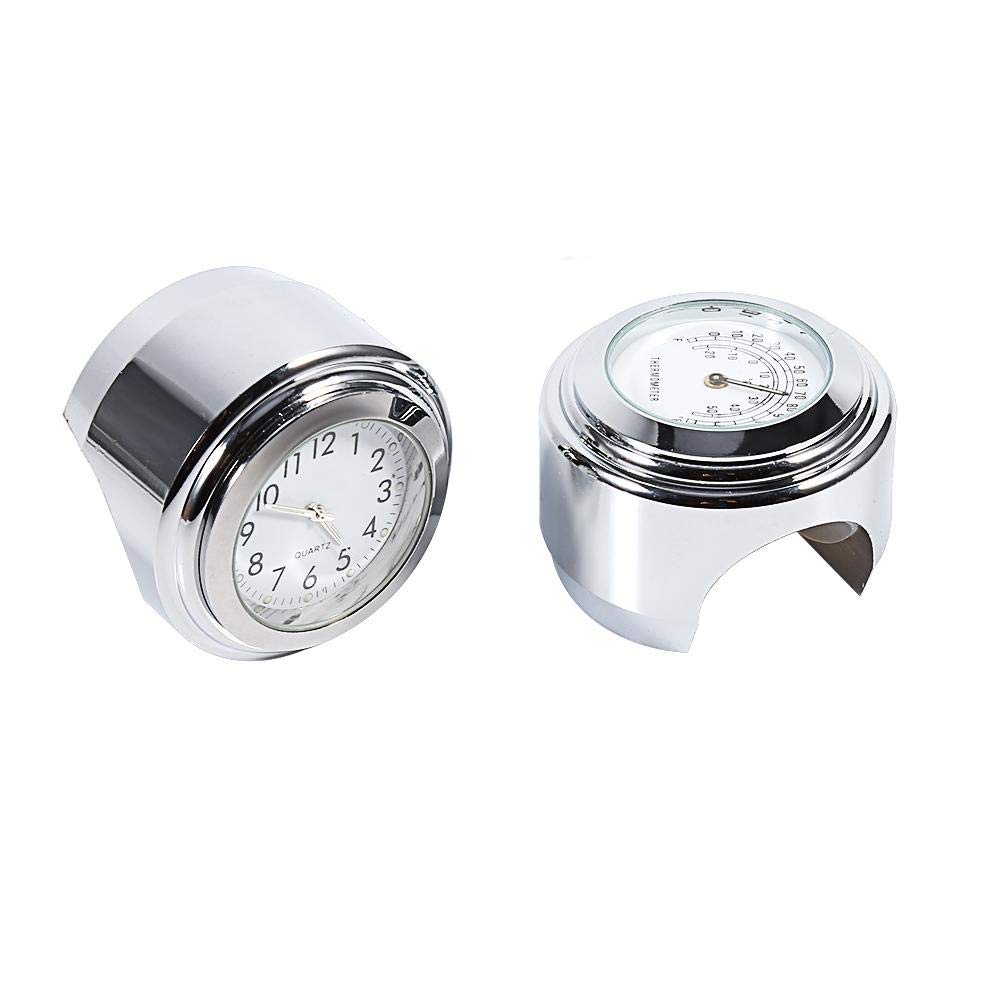 Yosoo Health Gear Orologio Manubrio Per Moto E Termometro Temp Termometro Per Orologio Manubrio Per Moto Impermeabile Universale 7/8" 1 Pollice