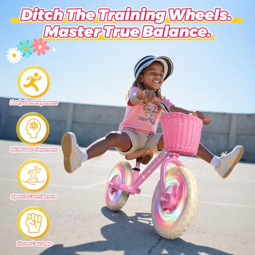 Image of Toddler Balance Bike for 2-5 Year Old,Kids Balance Bike with Fender,Kids Bicycle for 2 3 4 5 Years Old Boy Girl Birthday Christmas Toy Gift,Adjustable Seat /Handlebar,Flat-Free LED Tires,10Min Assembly