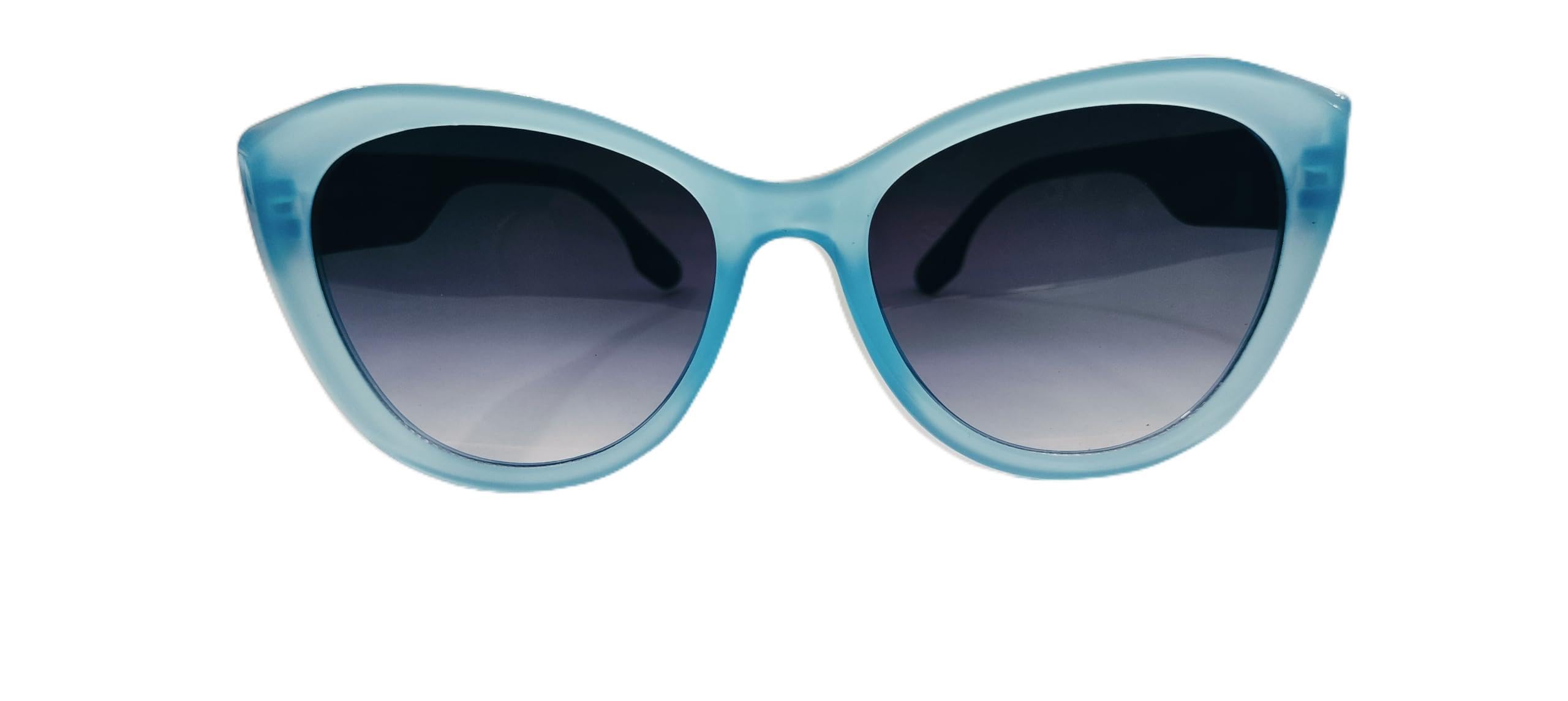 Women's Cat Eye Sunglasses, Blue Frame with Gradient Smoke Lenses, Retro Style-image-35
