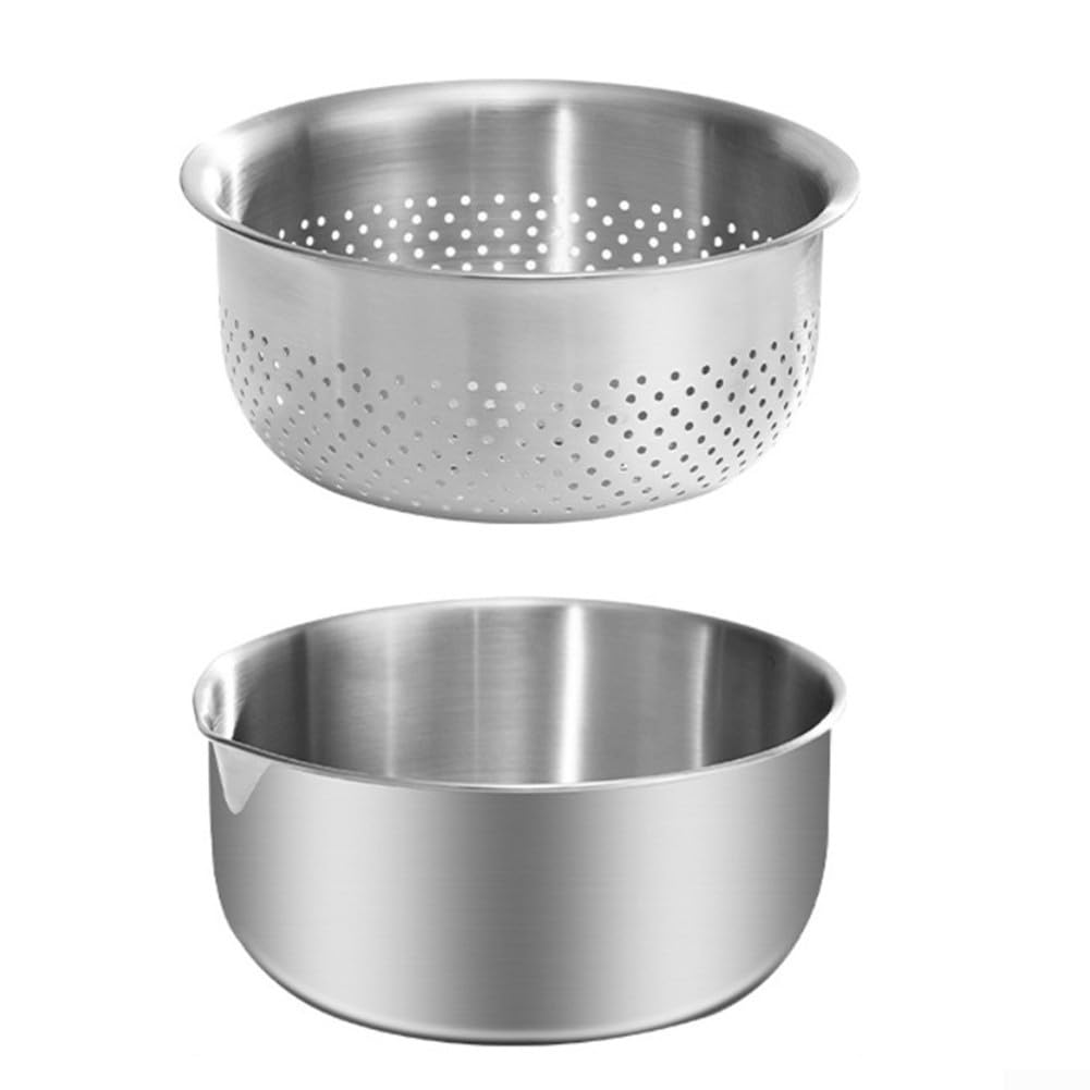 Cuenco para acero Inoxidable Lavar Arroz con Drenaje Cuenco para
