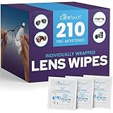 Care Touch Lens Wipes for Eyeglasses- 210 Count Individually Wrapped Pre- Moistened Wipes, 5 x 6 Inch- Camera Lens, Sunglasses and Glasses Cleaner,- Gentle and Portable for Cleaning of Optical Devices