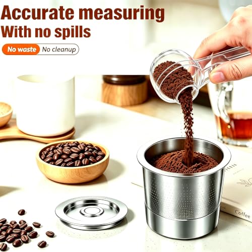 2-in-1 Coffee Scoop with Funnel, 2 Tbsp Measuring Spoon for Reusable K Cups, Ground Coffee, Protein Powder & Tea, Mess-Free Plastic Design(Transparent-1pack) - Image 4