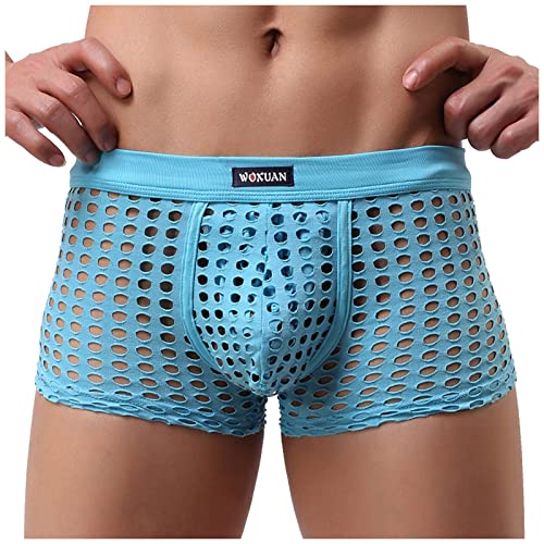 Hawyet Men's Sexy Mesh Boxer Briefs Muscle Shorts Fishnet Openwork Underwear Breathable Hot Shorts Swim Trunks2