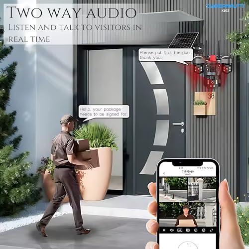 Image of XUGA - Cybernautt X10Z 12MP 3 Lens PTZ Dual Solar 4G Sim Wireless Outdoor CCTV Camera Three Side View | 360 | Night Vision | Motion Detection| Outdoor | Waterproof | 2 Way Audio | Use Air-tel 4G Sim