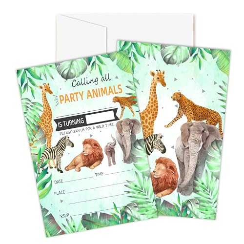 Invitations anniversaire animaux de la jungle A10 : invitez toute la classe proprement