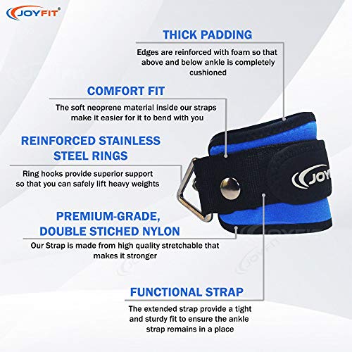 Image of Joyfit Padded Ankle Straps- for Cable Machine, Kickbacks, Glute Workouts, Leg Extensions, Curls & Hip Abductors with Padded Neoprene Support, Ideal for Men & Women [Pair]