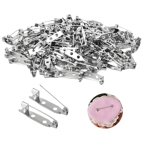 100 Stück Broschennadeln 25mm Broschennadel Sicherheitsnadel Broschennadeln Sicherheitsnadeln für Schmuck Handarbeit DIY Anstecknadel für Schmuck, Silber Anstecknadeln