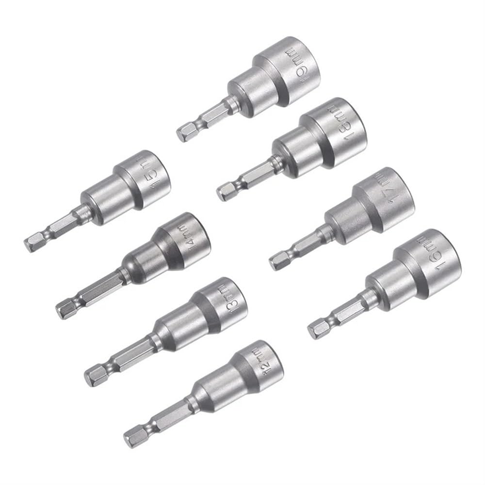 Set di Punte for giradadi a Cambio rapido da 12mm 13mm 14mm 15mm 16mm 17mm 18mm 19mm Punta da Trapano Magnetica con Codolo Esagonale da 1/4"