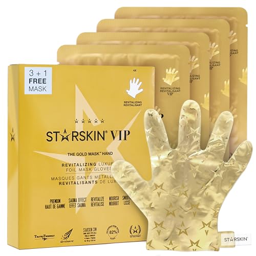 Image of STARSKIN VIP Gold Mask Hand 4x16g, Revitilizing Hand Mask for all Skin Types, Korean Skin Care, Hydrating and Moisturizing with Shea Butter and Bulgarian Rose Oil, K Beauty Skincare