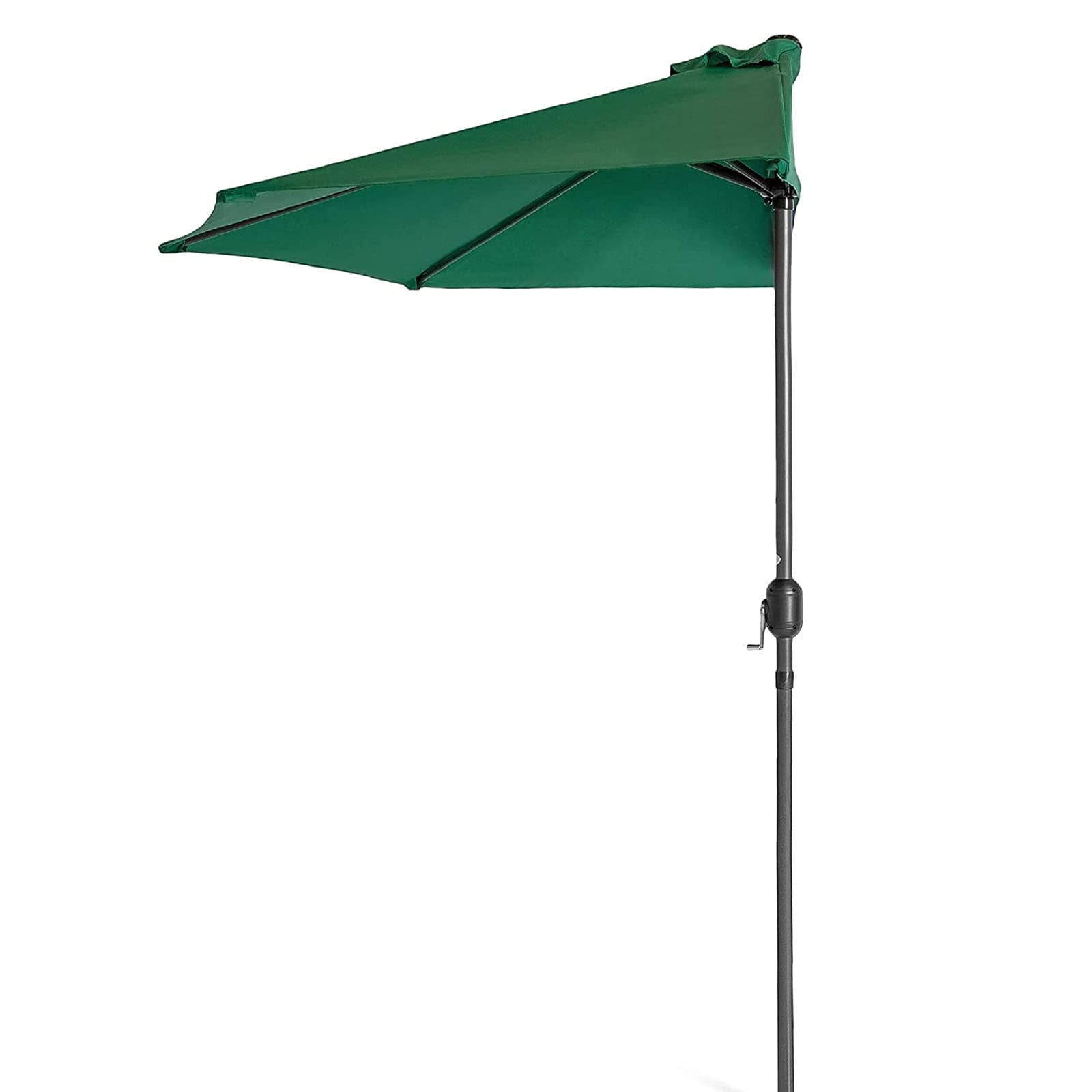 Parasol Ogrodowy Duży, Półokrągły Parasol Ogrodowy O Długości 3 M / 9,8 Stopy, Półokrągły Baldachim W Kolorze Ciemnozielonym Z Korbą I 5 Żebrami, Parasol Ogrodowy/Tarasowy/Podwórkowy, Ochrona Przed P