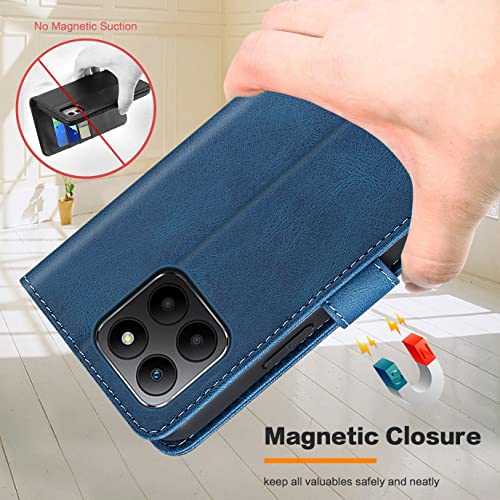 GoodcAcy for Honor X8 5G/Honor X6/Honor 70 Lite Case Leather Wallet Book Flip Folio Stand View Magnetic Closure with Card Slots Cover Case Compatible with Honor X8 5G/Honor X6/Honor 70 Lite (Blue) - Image 4