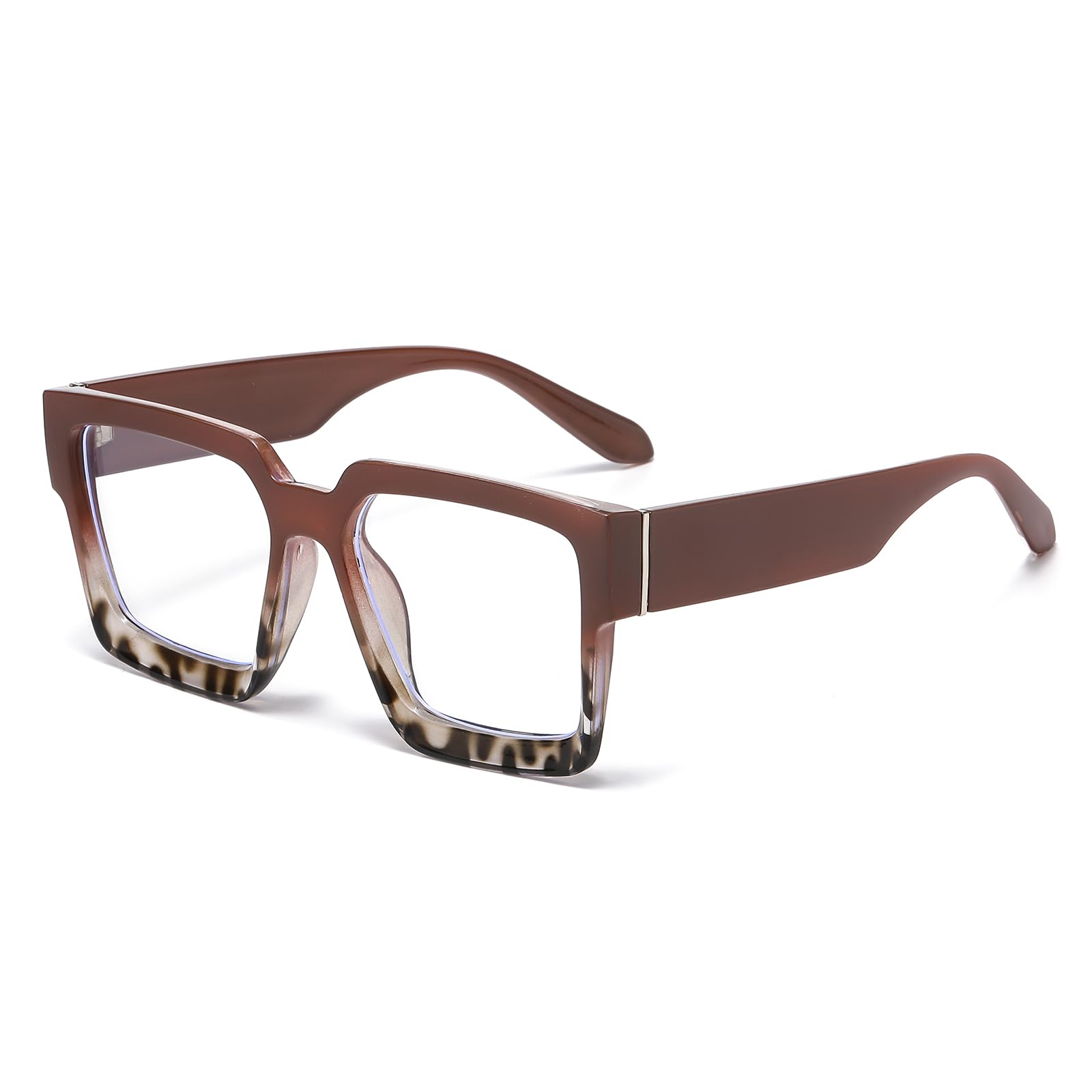LJCZKA Oversized Blue Light Blocking Glasses for Women Men Big Square Thick Frame Chunky Computer Anti Glare Eyeglasses