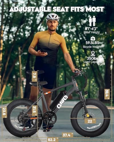 Qlife Racer Fat Tire Series Electric Bike for Adults, 28MPH,