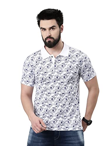 Image of KRYPTIC Men's Ultra-Soft Cotton Rich Casual Printed Half Sleeve Regular Fit Classic Polo T-Shirt - Soft, Cool & Stylish Everyday Wear