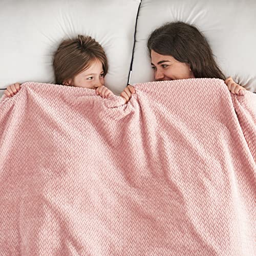 Newcosplay Super Soft Throw Blanket Dusty Pink Premium Silky Flannel Fleece Leaves Pattern Lightweight Bed Blanket All Season Use thumb #1