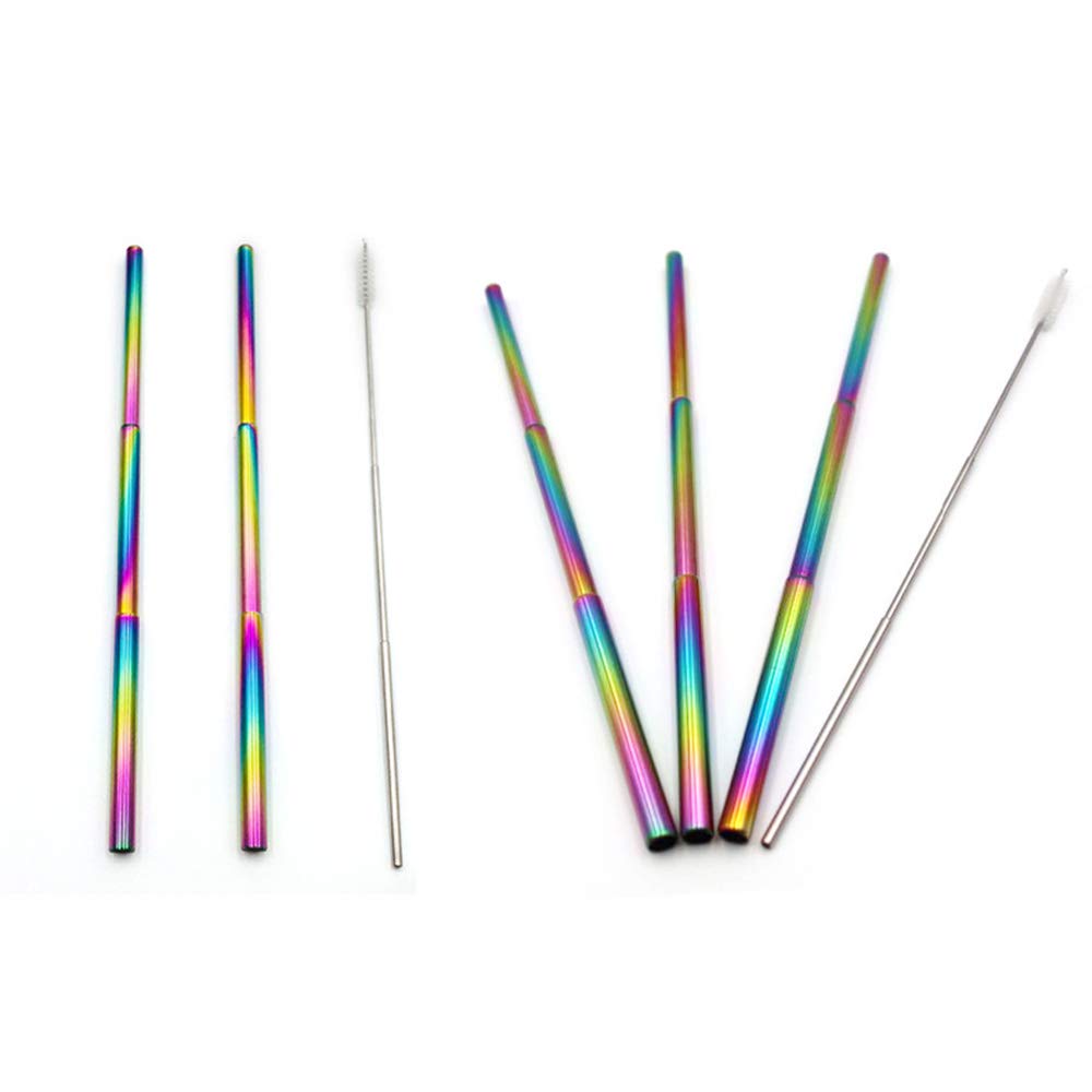 Pailles Métal Réutilisables Télescopiques - 3 Set Acier Inoxydable Avec Boîte