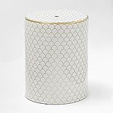 TABURETE 33X33X43 CERAMICA BLANCO/DORADO