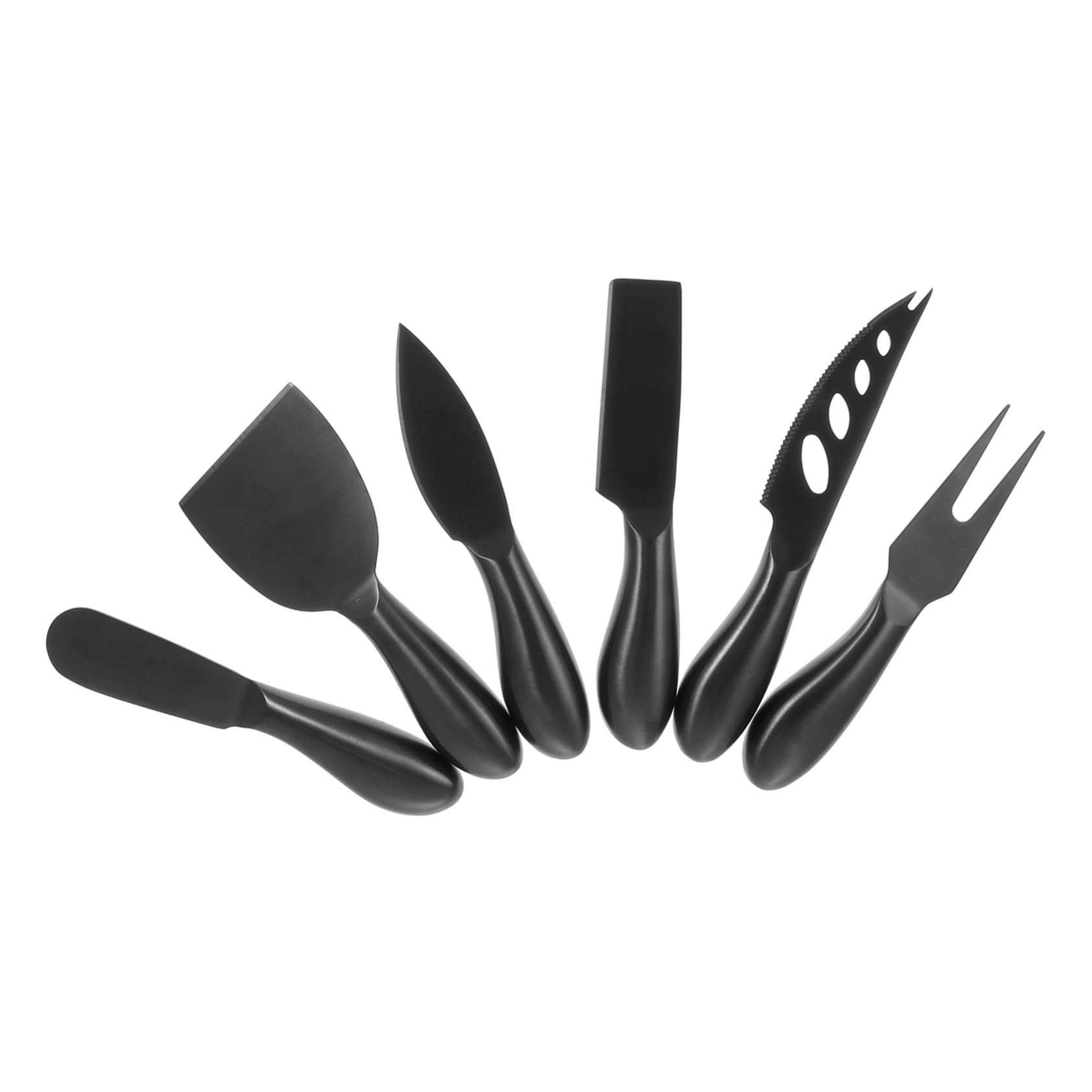 Ciieeo 6 Pièces Set de Couteaux à Fromage Coupe-fromage en Acier Inoxydable Noir Cuisine pour Restaurant Cuisine Maison