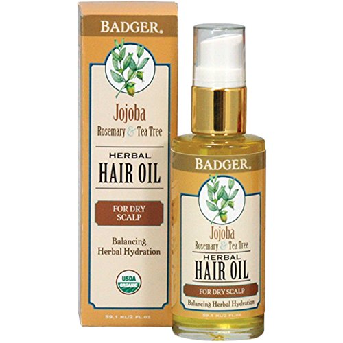 Badger Company, Herbal Hair Oil, Jojoba Rosemary & Tea Tree, 2 fl oz (59.1 ml)