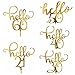 5Pcs Gold Hello 21 30 40 50 60 Hand Writing Acrylic Cake Toppers Happy Birthday Party Decoration for Anniversary Supplies Lovely Gifts(6.7inch,Gold)