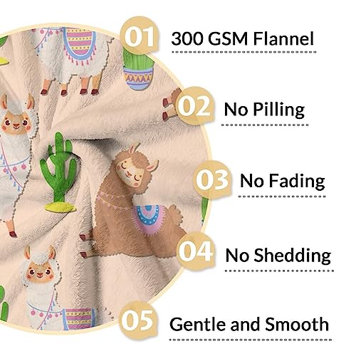 Blanket for Girl - 30x40 Inches Cute Llama Throw Gifts - Brown Soft Fuzzy Blankets for Couch & Office