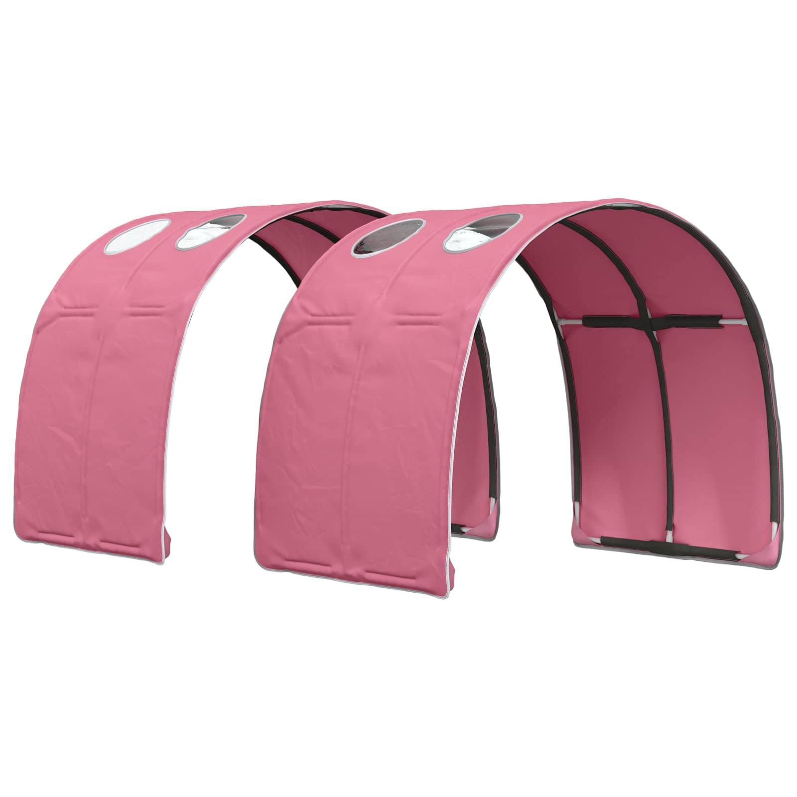Cama infantil con túnel, color blanco y rosa, 203 x 111 cm, cama de juegos para niñas, niños, cama alta de madera, capacidad de carga de 120 kg, marco de cama estable para habitación de los