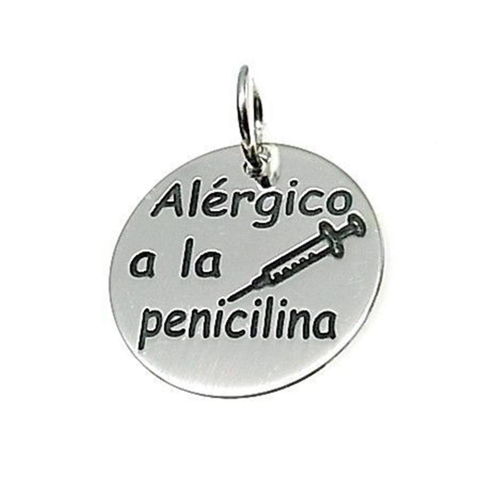 Disco de Plata grabado Alérgico a la penicilina una alerta médica colgante que podrás llevar contigo