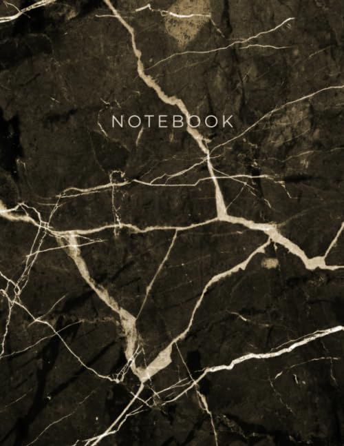 Notebook: Black marble notebook college ruled - 8.5 x 11 large composition diary - 100 pages lined