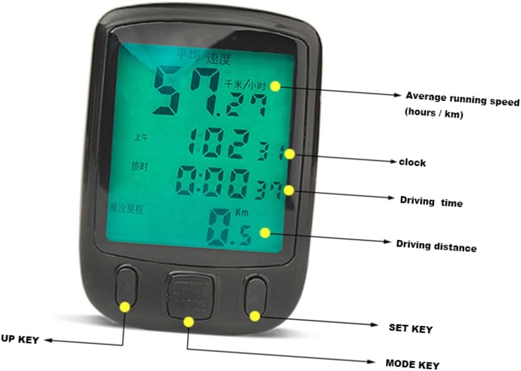 Mipcase Wired Bike Speedometer with LCD Display Odometer for Mountain Bikes and Road Cycling Multi-Function Bicycle Computer with Removable Battery Suitable for Hiking and Outdoor