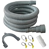 MengMain Universal Washing Machine Drain Hose, 3.2ft Flexible Dishwasher Hose Extension Kit for Portable Sink & Dehumidifier with 4 Clamps, 1 Adapter & U-Bend Holder (3.2feet)