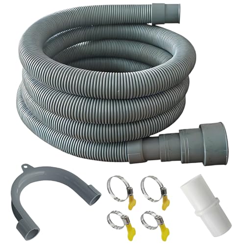 MengMain Universal Washing Machine Drain Hose, 3.2ft Flexible Dishwasher Hose Extension Kit for Portable Sink & Dehumidifier with 4 Clamps, 1 Adapter & U-Bend Holder (3.2feet)