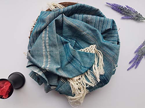 Baby Trapoz Mexican Rebozo Shawl w/articela detail, Ideal for Natural Birth, Doula Massage, 98.5", Teal2