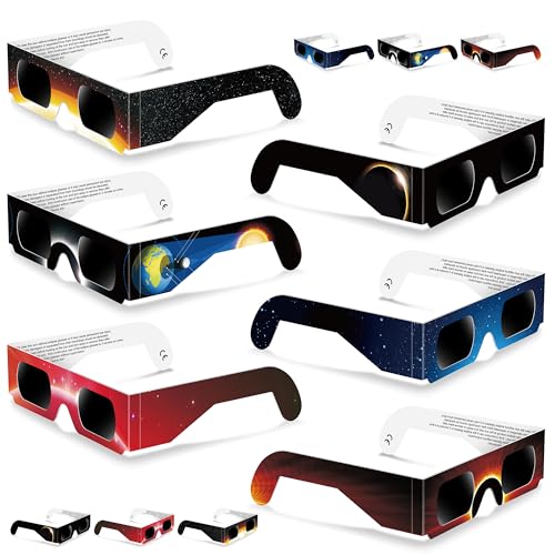 YDKOJGW 12 Pack Solar Eclipse Glasses Approved 2024,CE&ISO Certified Eclipse Glass for Solar Viewing,Optical Quality Safe Shades for Direct Sun Viewing