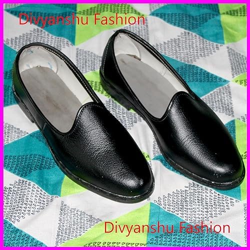 Divyanshu Fashion Men's Ethnic Embroidery Juttis and Mojari for Wedding|Party|Occasions|Fashion|Outdoor|Indoor|Lightweight|Shoes with TPR Sole (6-13 UK) Black-660