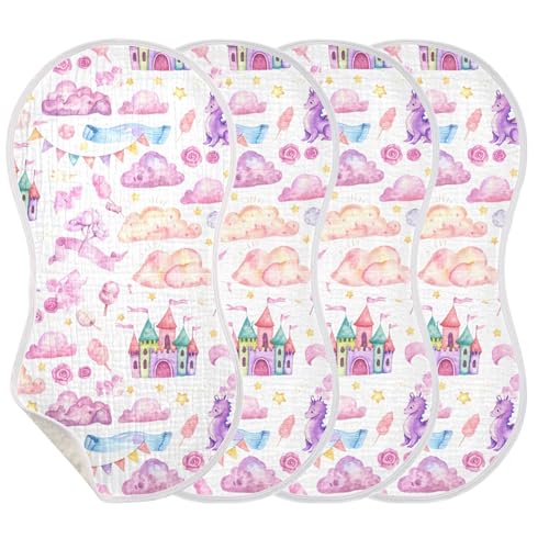 xigua Whimsical Dragon Muslin Baby Burp Cloths Set of 1, Super Soft & Absorbent Burping Rags, Cotton Burp Clothes Shower Gift for Newborn, Baby Girls and Boys3